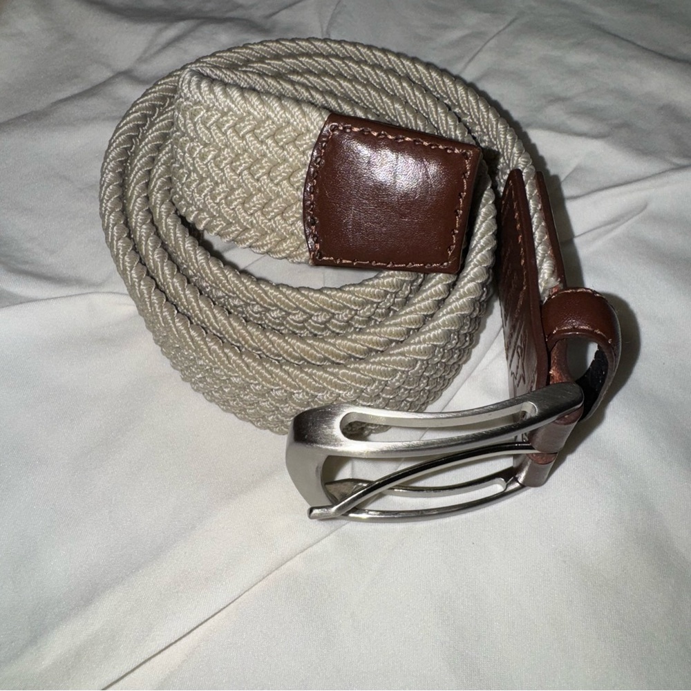 Greg Norman Cream and Brown Woven Belt